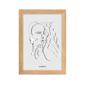 Portrait Femme -Skizze - Esbozo- Sketch- Framed matte paper drawing poster