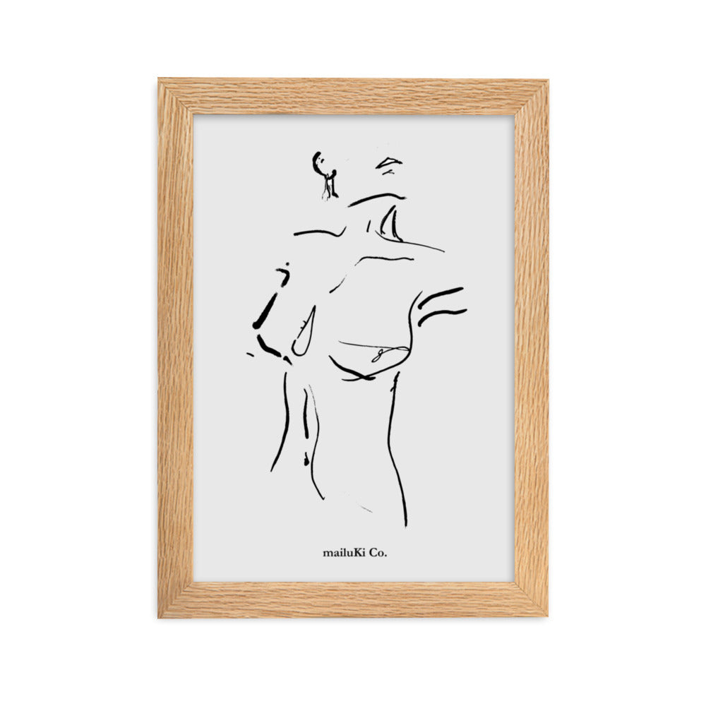03 - Femme Nude Sketch - Gerahmtes Poster mit Zeichnung aus mattem Papier