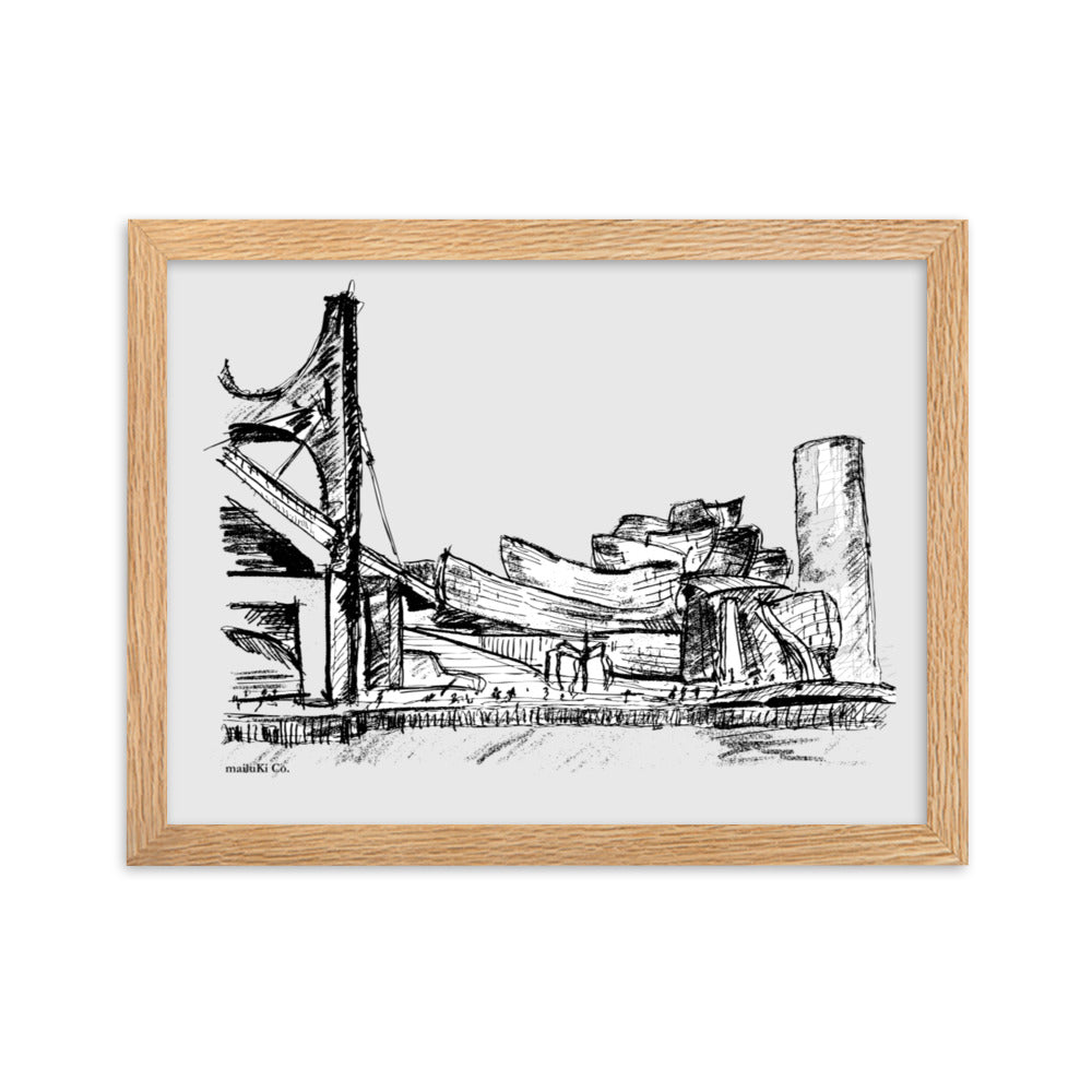 Bilbao - Guggenheim Museum River View -Framed matte paper poster