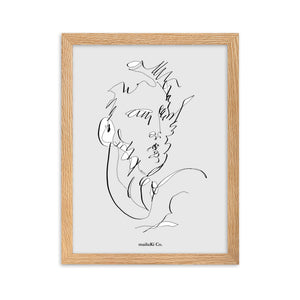 Portrait Homme -Skizze - Esbozo- Sketch- Framed matte paper drawing poster
