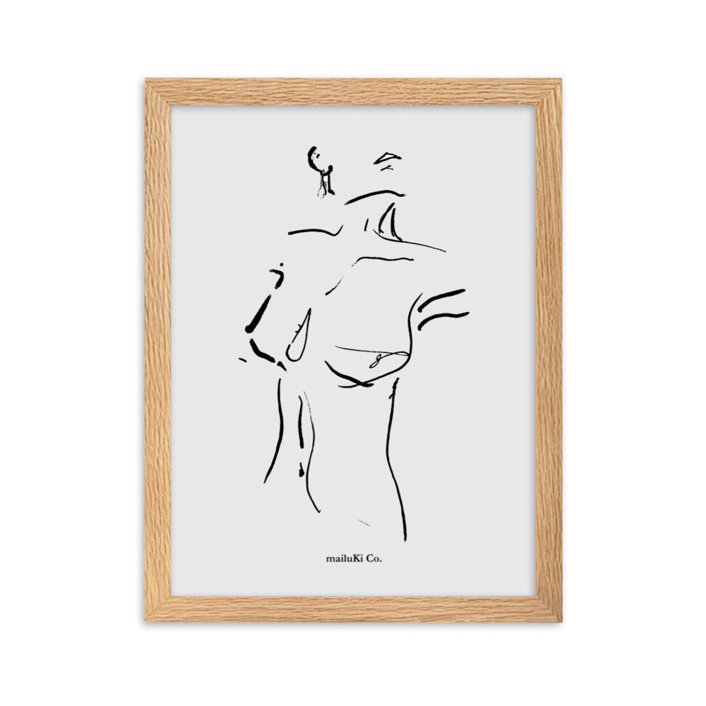 Femme Nude Sketch - Framed matte paper drawing poster