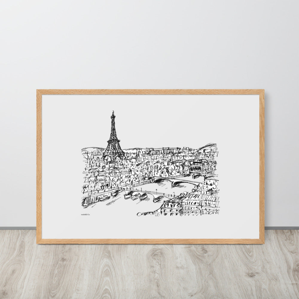 Paris - Blick auf die Seine - Gerahmtes Poster aus mattem Papier