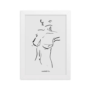 Femme Nude Sketch - Framed matte paper drawing poster