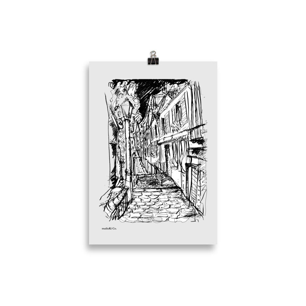 Paris Rue Montmartre  - Drawing Poster Ilustration