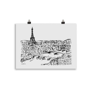 Paris - Blick auf die Seine - Zeichnungsposter
