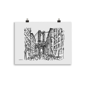 New York City - Brooklyn- Dumbo Drawing Poster