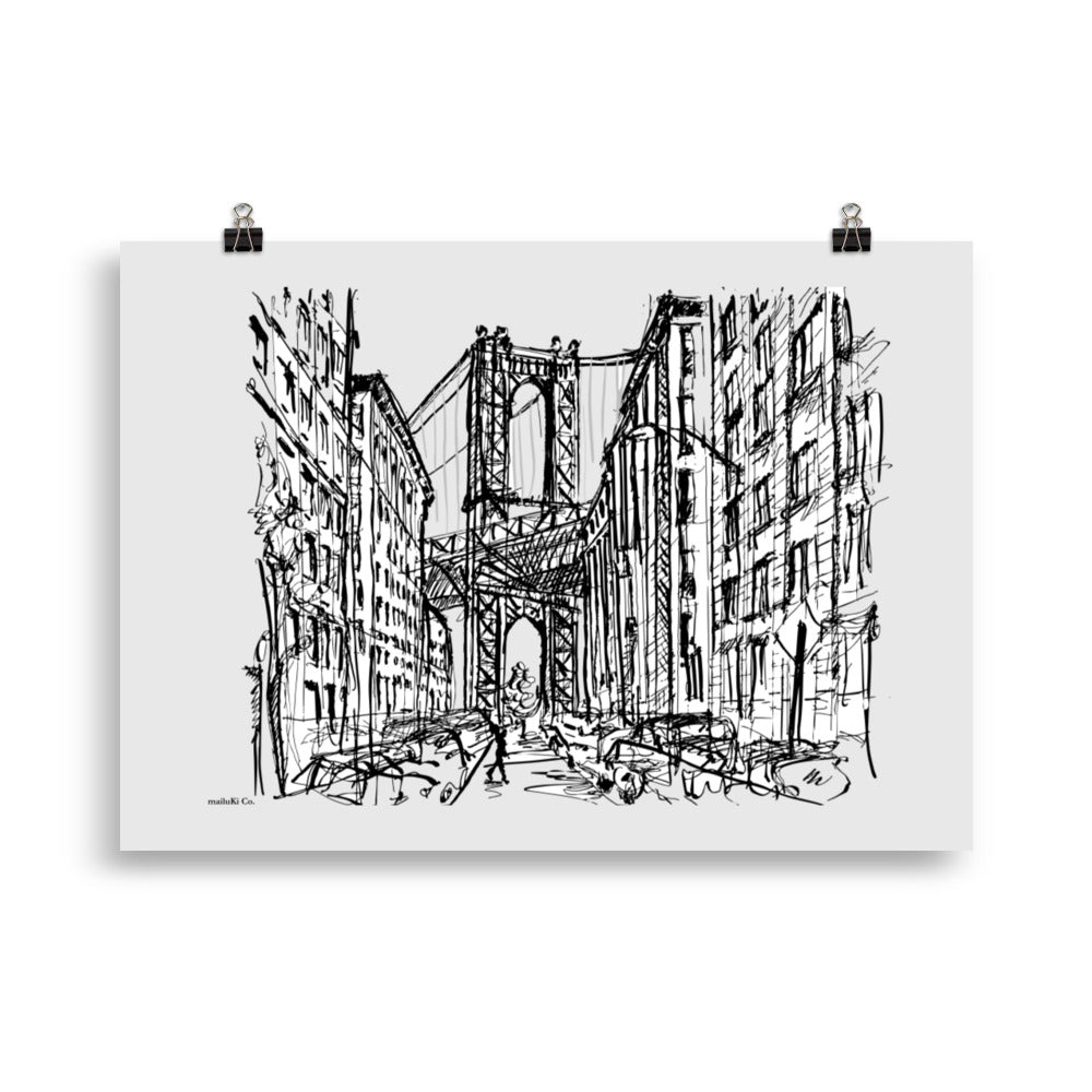 New York City - Brooklyn- Dumbo Drawing Poster