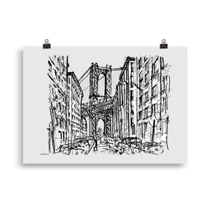 New York City - Brooklyn - Dumbo-Zeichnungsposter