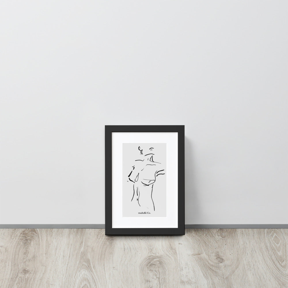 03 – Femme Nude Sketch – gerahmtes Poster aus mattem Papier mit Passepartout