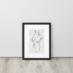 03 – Femme Nude Sketch – gerahmtes Poster aus mattem Papier mit Passepartout