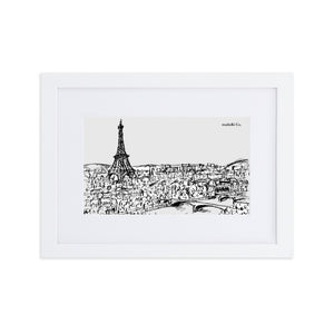 Paris – Blick auf die Seine – gerahmtes Poster aus mattem Papier mit Passepartout