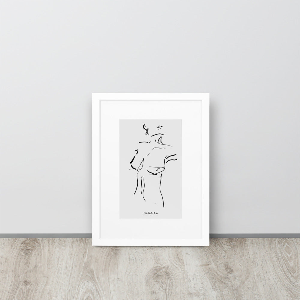 Femme Nude Sketch- Matte Paper Framed Poster With Mat